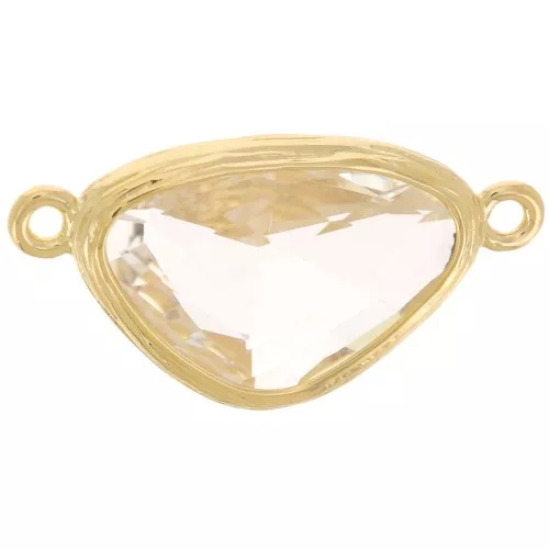19x10mm Oval irregular spacer with CZ - 3 microns Gold plated - Crystal x1