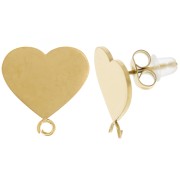 14.5x14mm Stainless steel 316L Heart studs - Gold x2