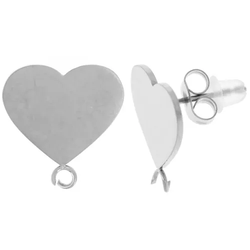 14.5x14mm Stainless steel 316L Heart studs x2