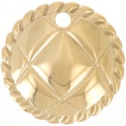 22mm 304L stainless steel round pendant - quilted effect - Gold x1