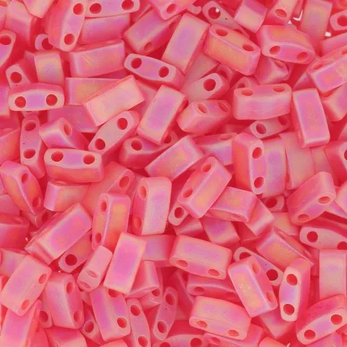 5x2.3x1.9mm Miyuki Half Tila Beads HTL-140FR - Transparent Red Orange AB Mat x10g