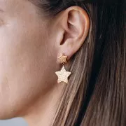 23x22mm 304L Stainless Steel Hammered Star Pendant - Gold x1