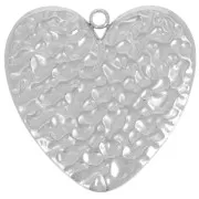 22mm 304L stainless steel hammered heart pendant x1