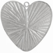 22mm 304L stainless steel hammered heart pendant x1