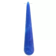 Pendentif poire en résine opaque 61x12 mm - Bleu royal marbré x1