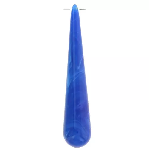 61x12mm Opaque resin pear pendant - Royal blue marbled x1