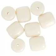 Opaque resin tube beads 12x11 mm - Ecru x6