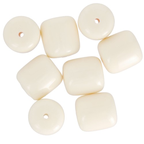 12x11mm Opaque resin tube beads - Ecru x6