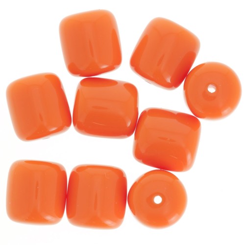 12x11mm Opaque resin tube beads - Coral orange x6