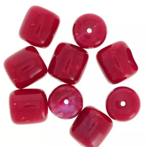 Tube beads 12x11 mm in opaque resin - Marbled Dark Red glitter x6