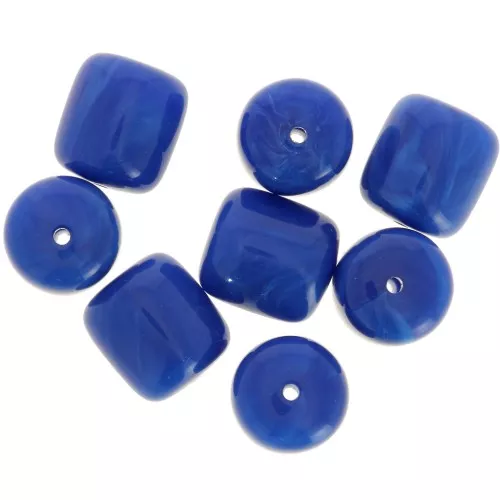 Opaque resin tube beads 12x11 mm - Royal blue marbled x6