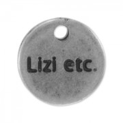 Personalizable charm ronde 10mm old silver tone x1000