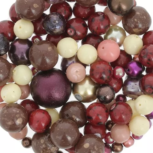 Bohemian pearl assortment - Red - Plum - Cream x50g
