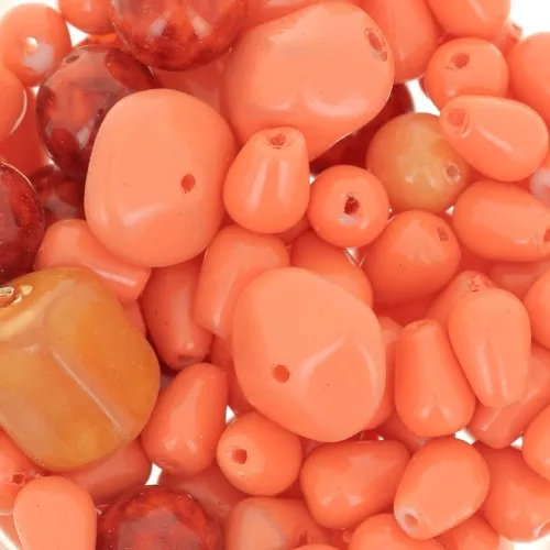 Bohemian beads assortment - Mix Orange x50g