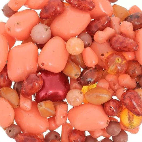 Bohemian beads assortment - Mix Orange - Red x50g