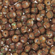 Preciosa Striped Seed Beads, 6/0, 4 mm - Brown - Green, 20 g