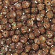 Preciosa Striped Seed Beads, 6/0, 4 mm - Brown - Green, 20 g