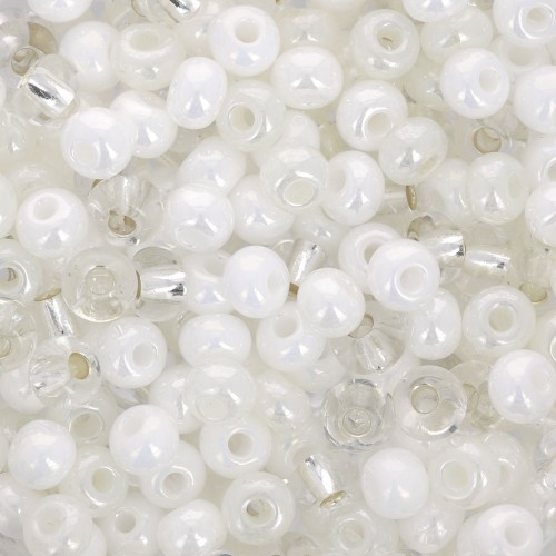 Preciosa Seed Beads 6/0 4 mm - White Mix - Crystal x20g