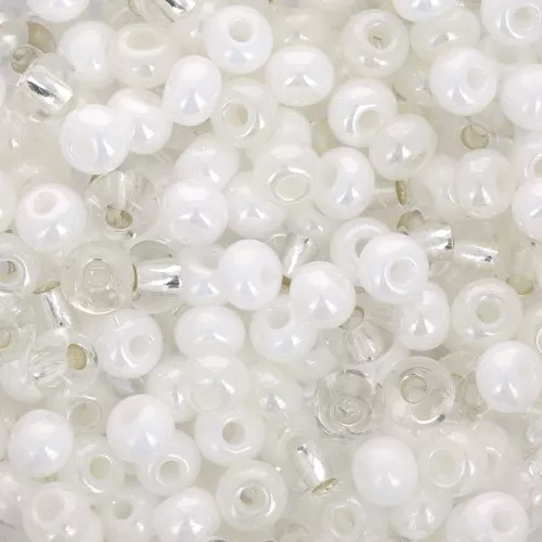 Preciosa Seed Beads 6/0 4 mm - White Mix - Crystal x20g