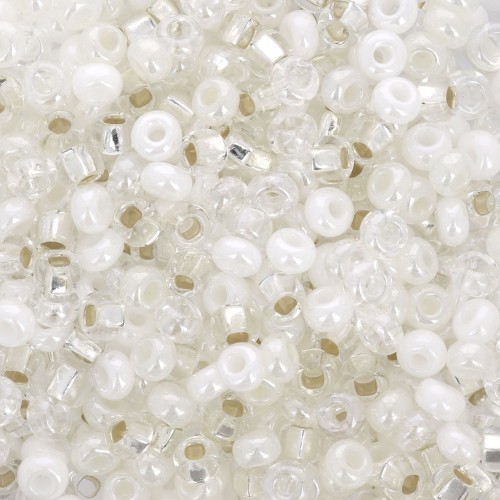 Preciosa Seed Beads 8/0 3 mm - White Mix - Crystal x20g