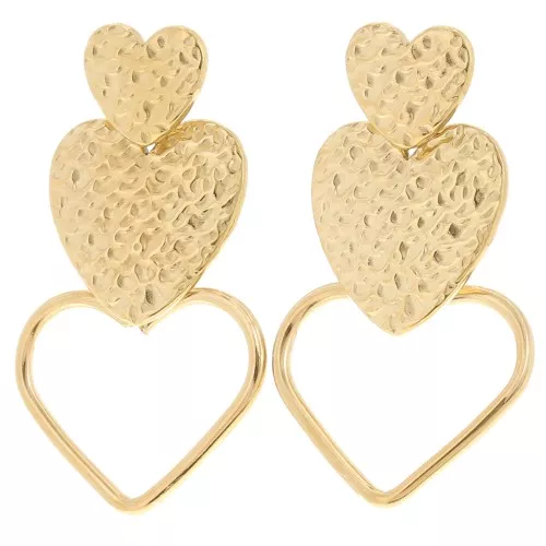 51x29mm 304L stainless steel Heart pendant earrings - Gold x2