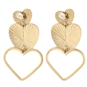 51x29mm 304L stainless steel Heart pendant earrings - Gold x2