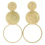 63x30mm 304L stainless steel Round dangling earrings - Gold x2