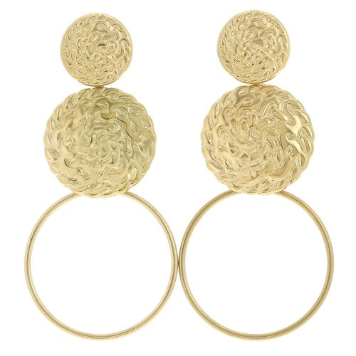 63x30mm 304L stainless steel Round dangling earrings - Gold x2