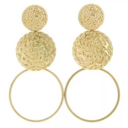 63x30mm 304L stainless steel Round dangling earrings - Gold x2