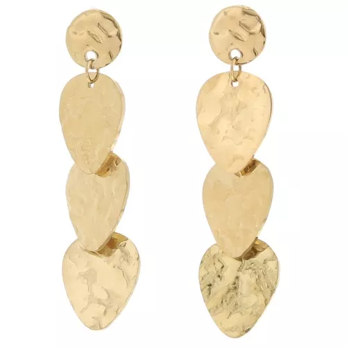 43x11mm 316L stainless steel Hammered design pendant earrings - Gold x2