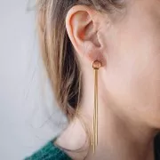 100x10mm 304L stainless steel Serpentine mesh fringe earrings- Gold x2