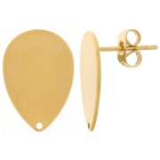 17.5x12mm 304 stainless steel drop earstuds with hole - Gold x2|raw }}