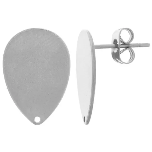 17.5x12mm 304 stainless steel drop earstuds with hole x2