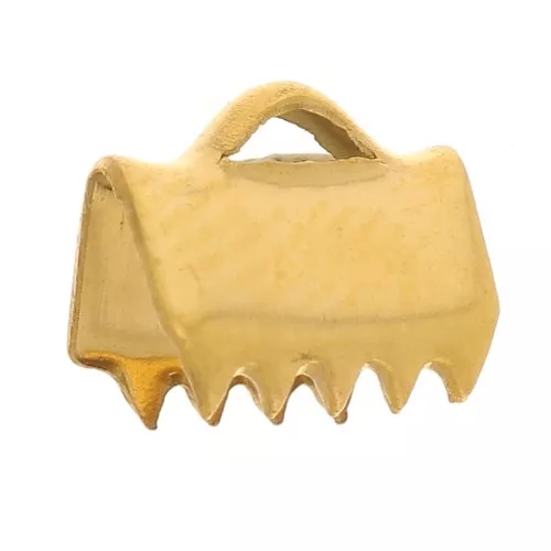 6.5x6mm 304 stainless steel Ribbon crimp ends - Gold x2