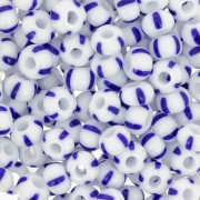 Preciosa Striped Seed Beads 4/0 5.1 mm - White - Blue x20g