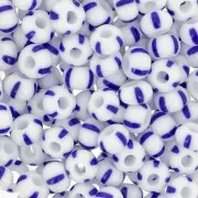 Preciosa Striped Seed Beads 4/0 5.1 mm - White - Blue x20g