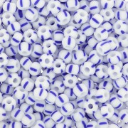 Preciosa Striped Seed Beads, 7/0 - 3.5 mm - White - Blue x20g