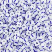 Preciosa Striped Seed Beads, 7/0 - 3.5 mm - White - Blue x20g