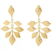 56x35mm 304L stainless steel Leaf earrings - Gold x2