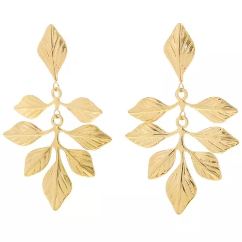 56x35mm 304L stainless steel Leaf earrings - Gold x2