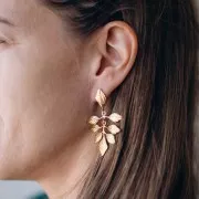 56x35mm 304L stainless steel Leaf earrings - Gold x2