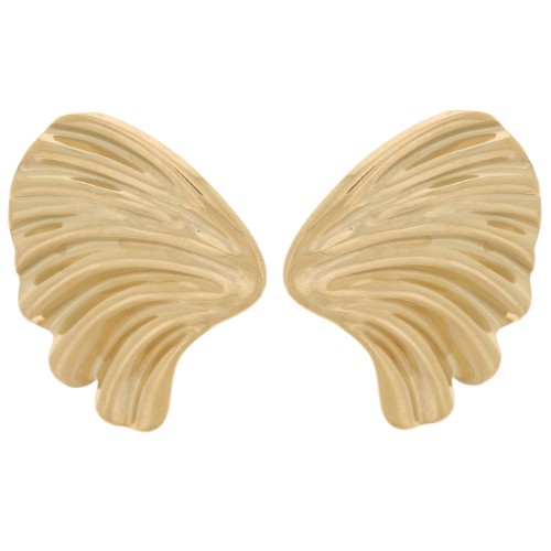 31x24mm 304L stainless steel pleated design earrings - Gold x2