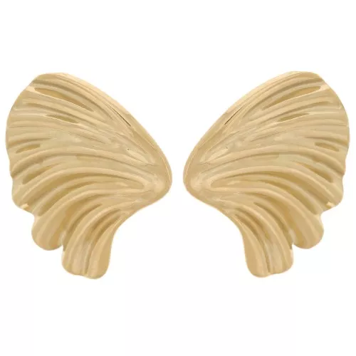 31x24mm 304L stainless steel pleated design earrings - Gold x2