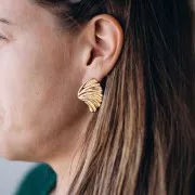 31x24mm 304L stainless steel pleated design earrings - Gold x2