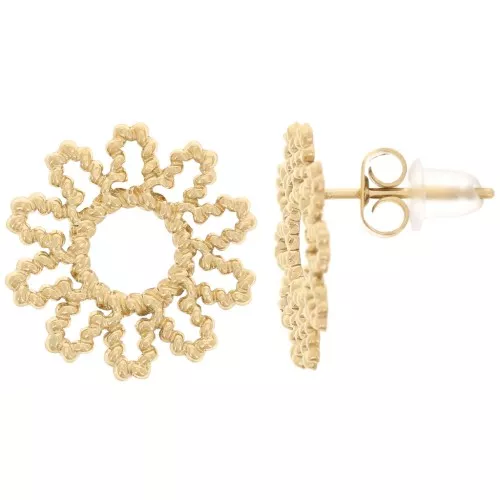 15mm 304L stainless steel Daisy flower twisted effect earrings - Gold x2