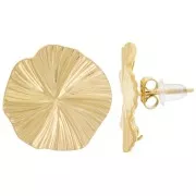 18mm 304L stainless steel pleated effect round earstuds - open ring - Gold x2