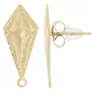 21.5x9mm 304L stainless steel Hammered diamond earstuds - Gold x2