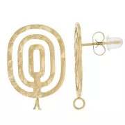 24x16mm stainless steel 316L oval openwork hammered earStuds - open ring - Gold x2