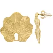 23x26mm 304L stainless steel Worked sheet earstuds - Gold x2