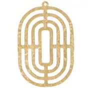 35x23mm Stainless steel 316L Oval openwork hammered pendants - Gold x2